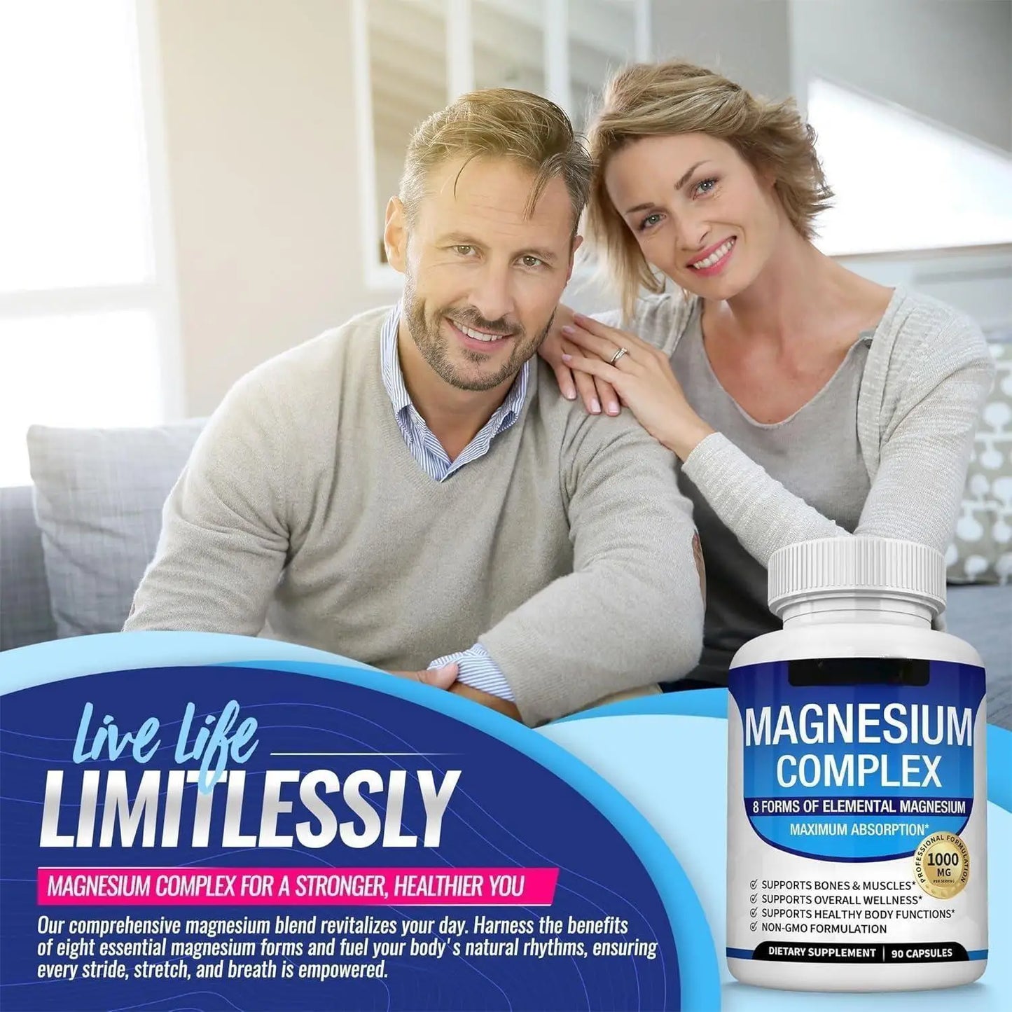 Magnesium Complex 1000 mg – 8 Forms for Maximum Absorption, Muscle, Energy & Immune Support